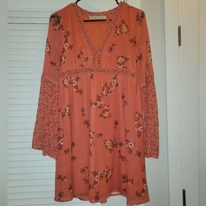 Abercrombie Floral V-Neck pink orange Dress size small